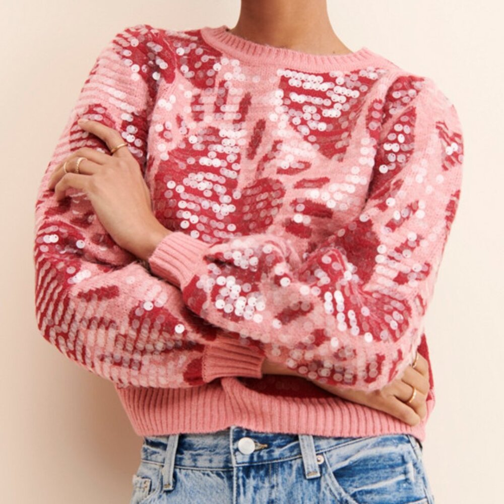 Farm Rio Heart Sequin Crewneck Sweater - Picture 7 of 7